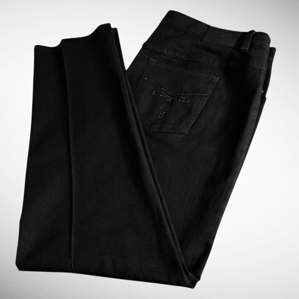 VTG Ralph Lauren Jeans Woman’s 18W Plus Black Denim Silver Shimmer Dressy